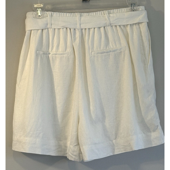 House Of Harlow 1960 Ivory Linen Shorts Women Size Large Belted Lined NWOT - Picture 4 of 10